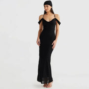 off shoulder maxi long dress, view 3 - MRSLM