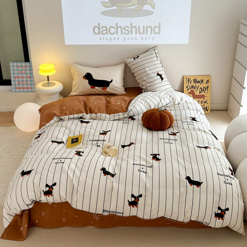 puppy striped cotton bedding set - MRSLM