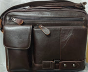 men's leather messenger bag, view 9 - MRSLM