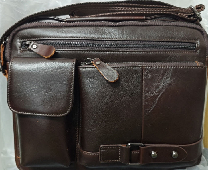 men's leather messenger bag, view 9 - MRSLM