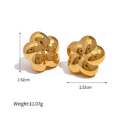 gold plated flower stud earrings, view 3 - MRSLM