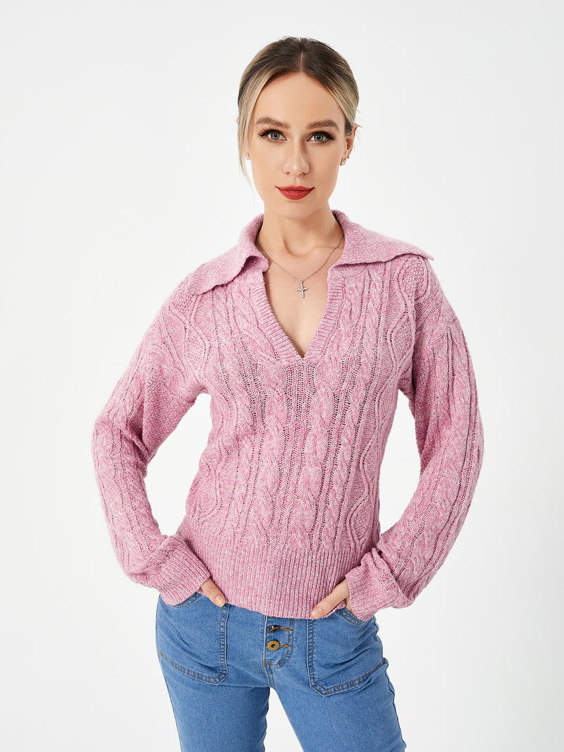 women's warm casual lapel sweater, view 3 - MRSLM