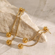 gold pvd stainless steel round ball stud earrings, view 5 - MRSLM