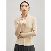 stand collar zip cardigan, view 6 - MRSLM