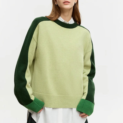 loose woolen sweater with contrast stitching - MRSLM