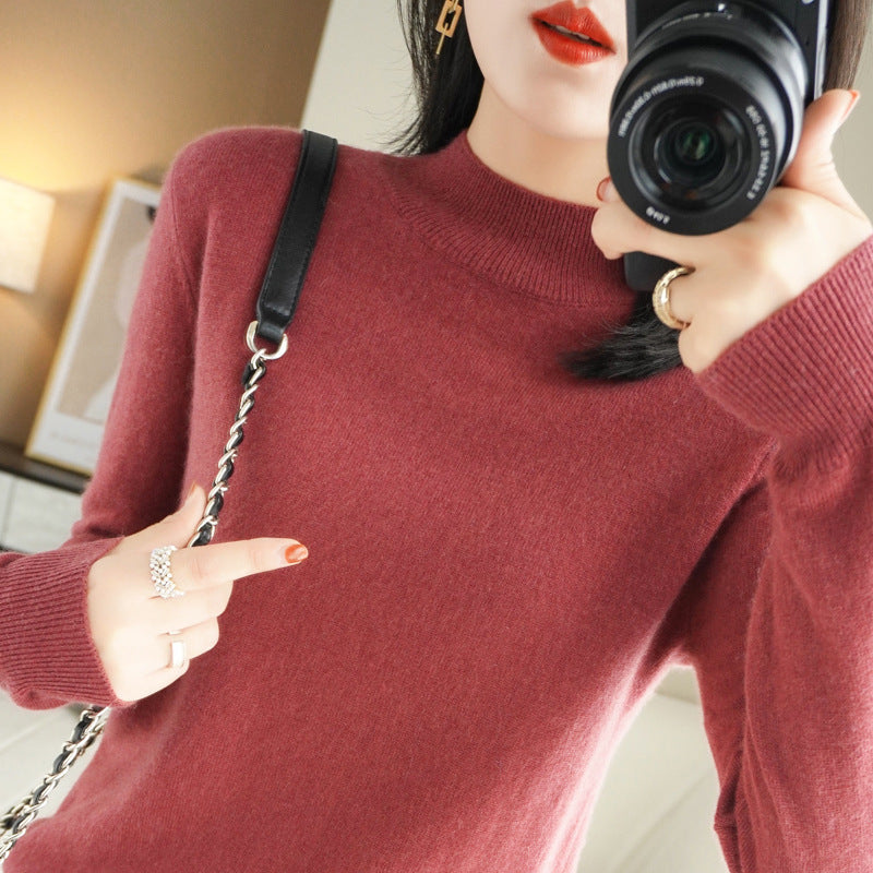 women's half turtleneck thin knit sweater, view 5 - MRSLM