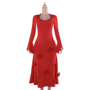 Slim fit peach collar flower dress, view 6 - MRSLM