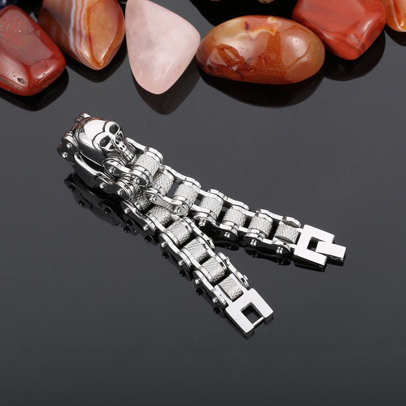 skull bike chain titanium steel bracelet, view 3 - MRSLM