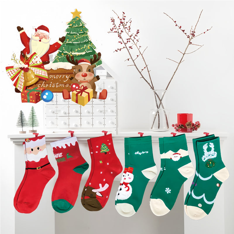 6 pairs Christmas socks gift box with greeting cards, view 6 - MRSLM