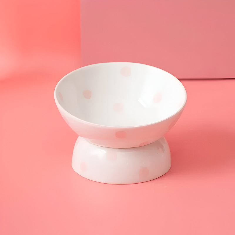 ceramic pet bowl with dots, view 6 - MRSLM