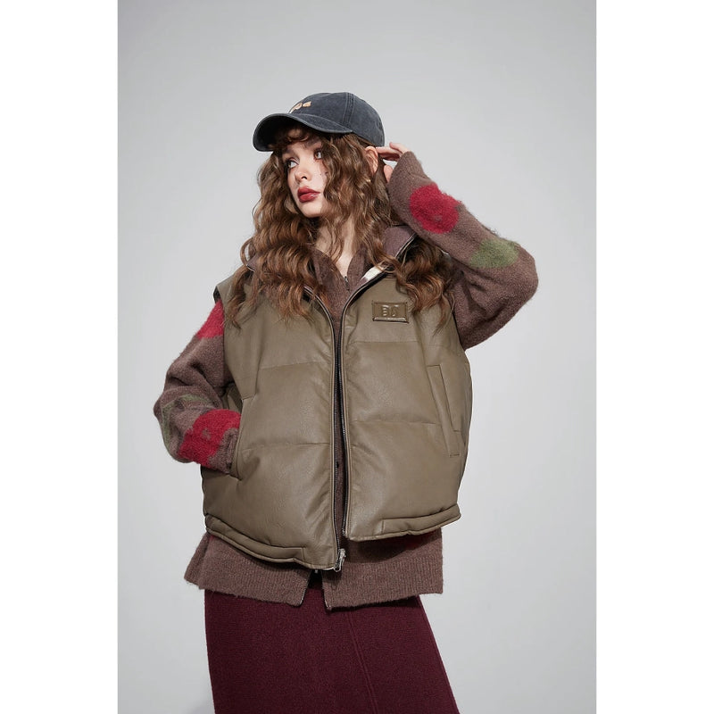 brown down vest, view 5 - MRSLM