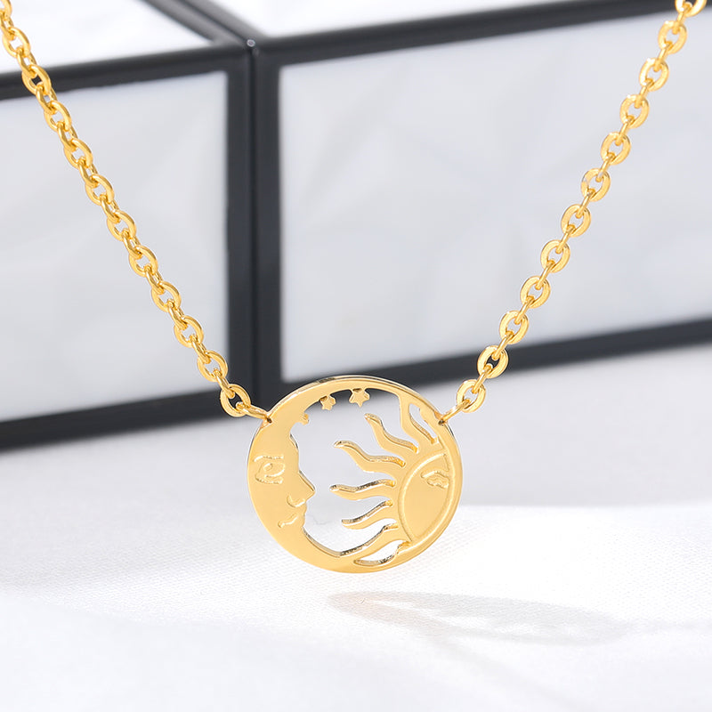 moon and sun coin pendant necklace, view 7 - MRSLM