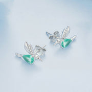 women's silver gem-set earrings, view 3 - MRSLM