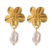 Floral pearl drop earrings, view 8 - MRSLM