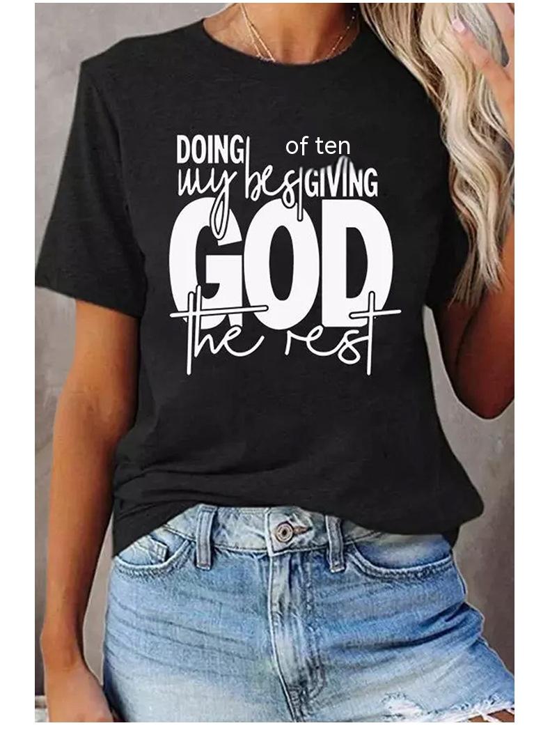women's black slogan print t-shirt, view 8 - MRSLM
