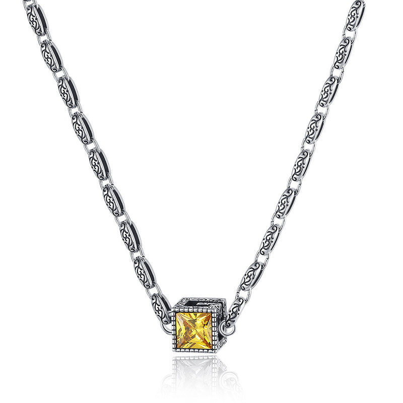 925 silver zircon retro necklace, view 5 - MRSLM