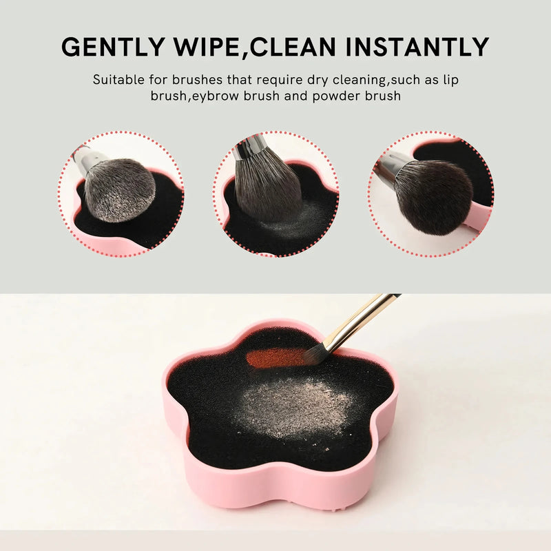 Silicone makeup brush cleaner with sponge, view 4 - MRSLM