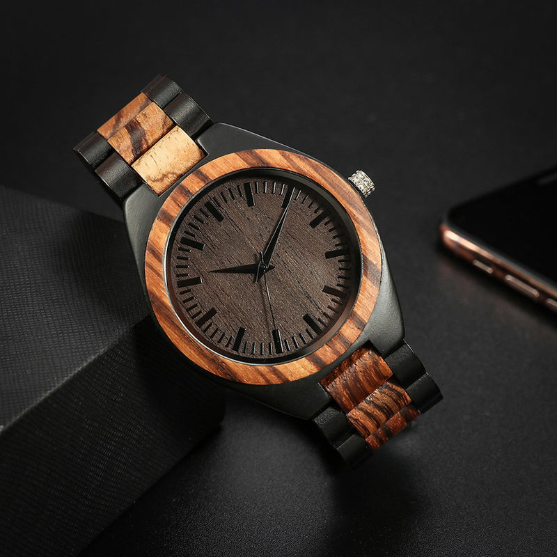 large dial wood quartz watch - MRSLM