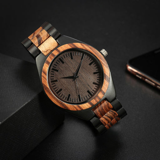 large dial wood quartz watch - MRSLM