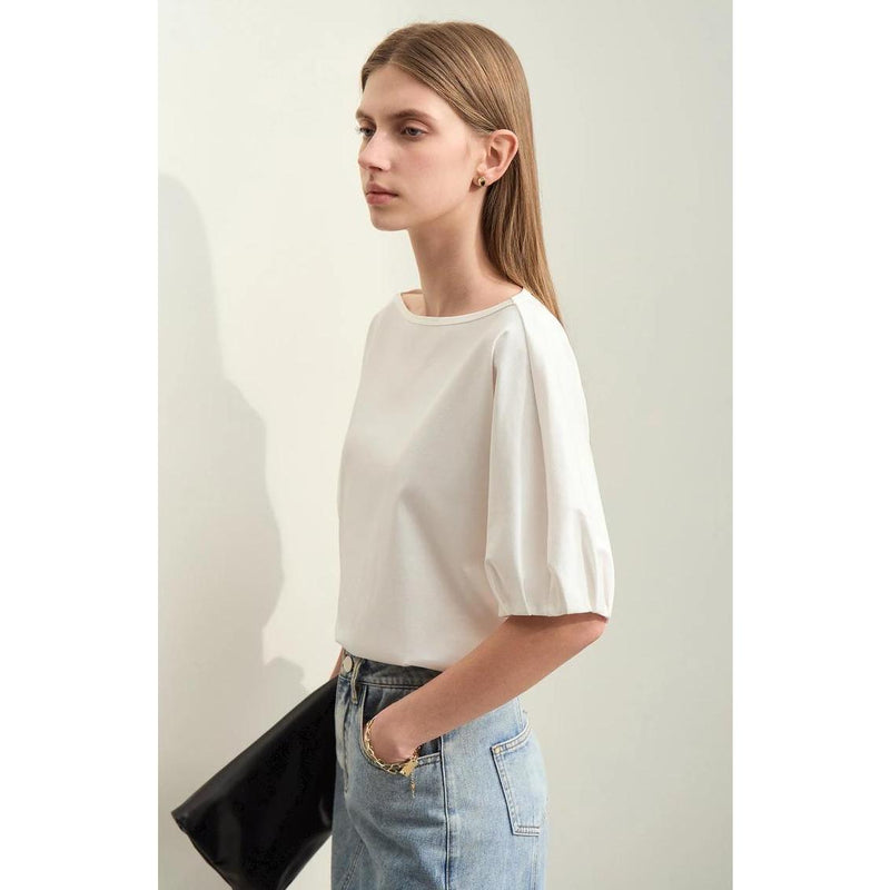 Slash neck lantern sleeve top, view 8 - MRSLM