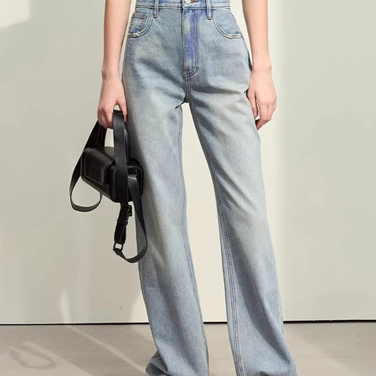 minimalist women's washed straight denim pants - MRSLM