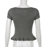 square collar short sleeve knit tee, view 5 - MRSLM