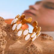 adjustable white enamel oval ring, view 6 - MRSLM