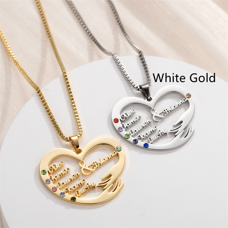 birthstone heart pendant necklace, view 7 - MRSLM