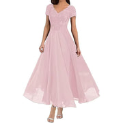 Women's long evening dress with short sleeves, view 5 - MRSLM