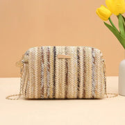 rattan knit straw crossbody bag, view 6 - MRSLM