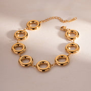 gold doughnut bangle bracelet, view 6 - MRSLM