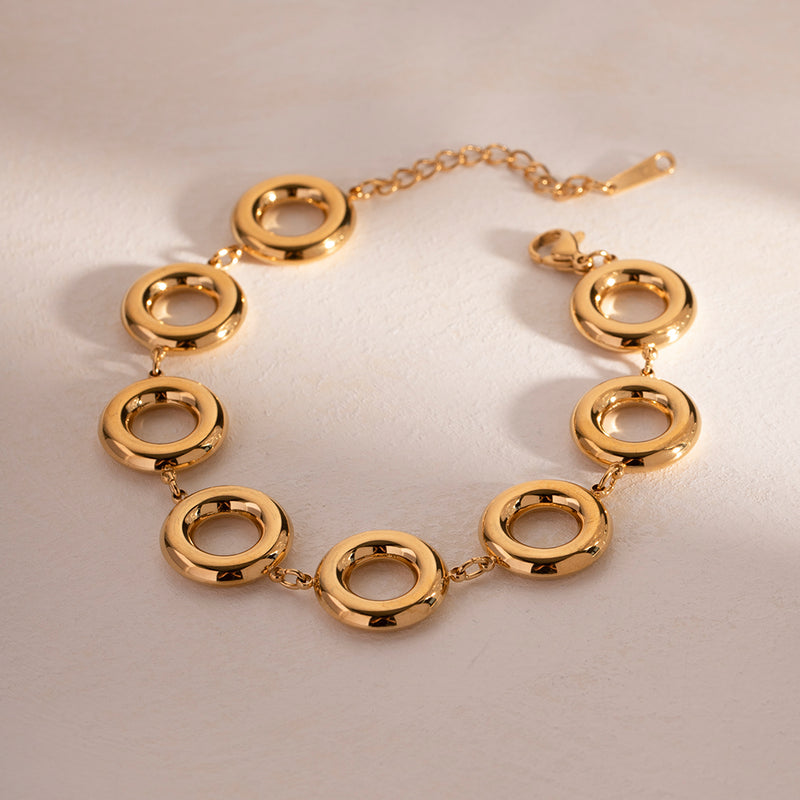 gold doughnut bangle bracelet, view 6 - MRSLM