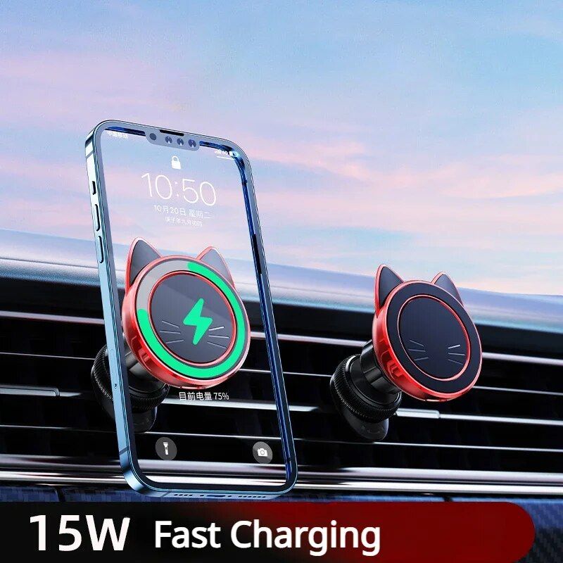 Universal Magnetic Car Phone Mount with Wireless Charging