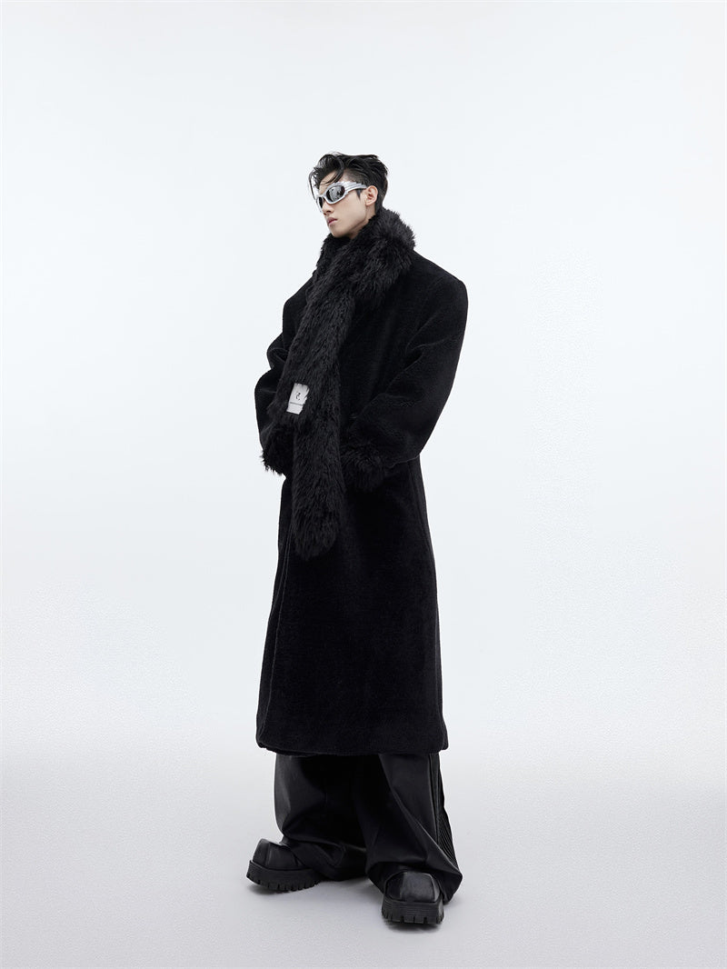plush thickened overcoat with scarf, view 5 - MRSLM