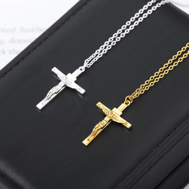 gothic cross pendant necklace, view 4 - MRSLM