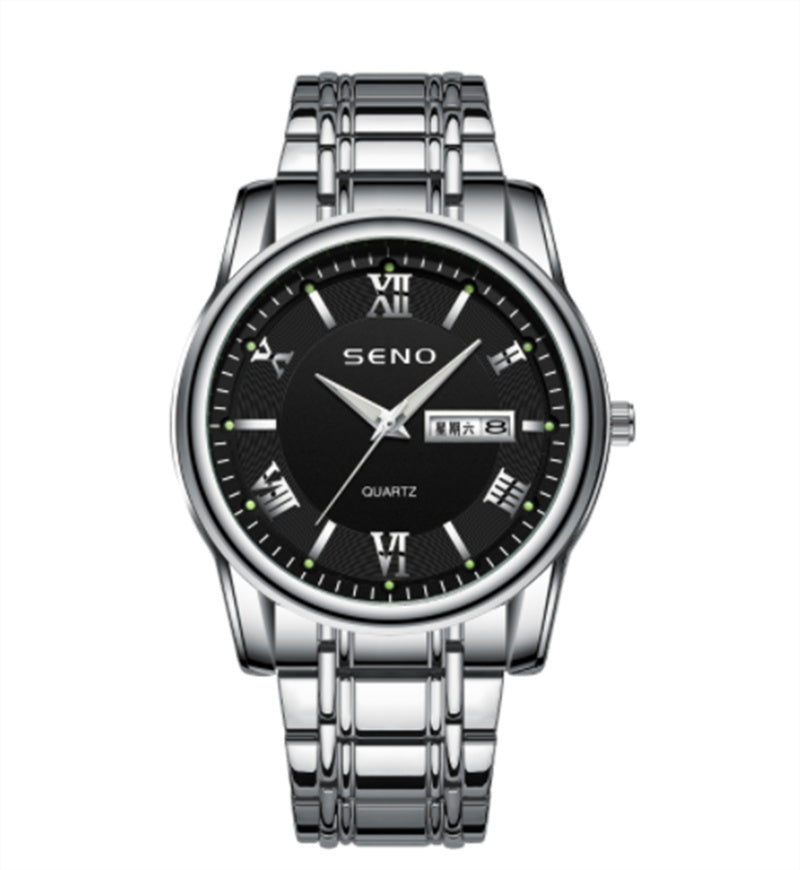 men's dual calendar quartz watch, view 4 - MRSLM