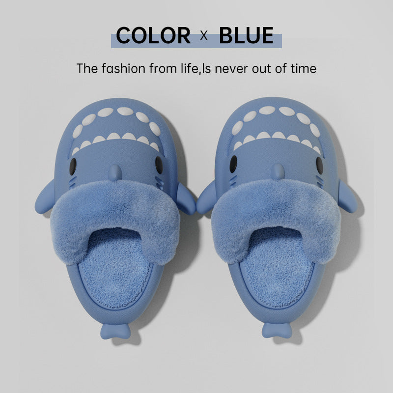 Fuzzy shark slippers with removable lining, view 8 - MRSLM
