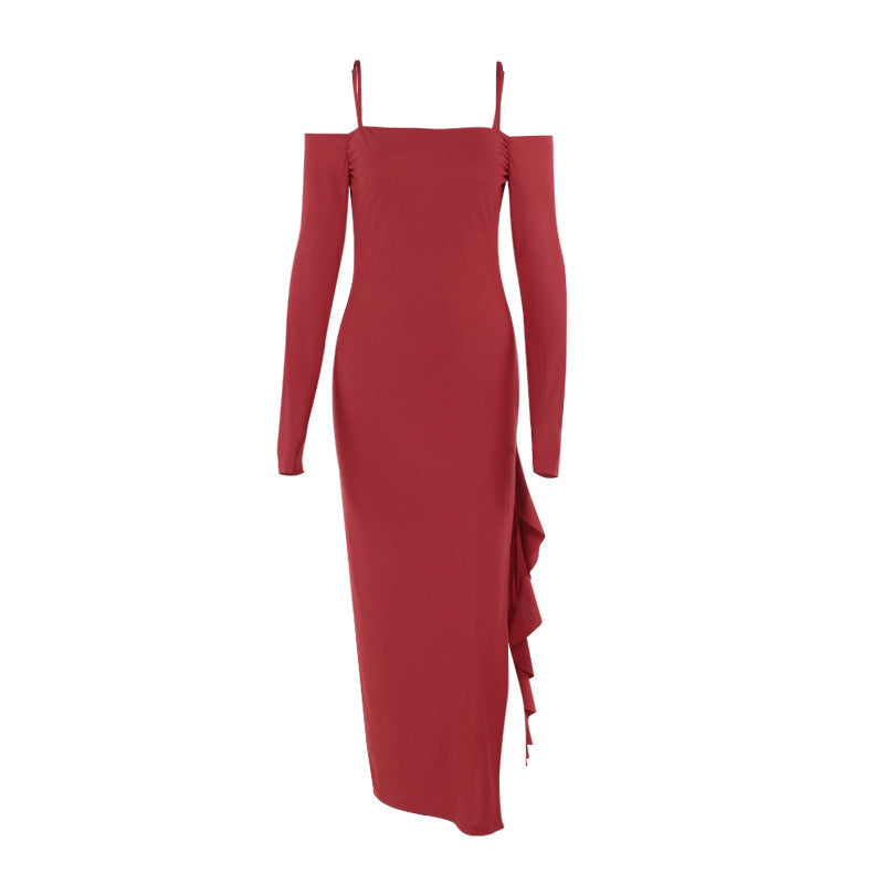 off-shoulder split dress, view 5 - MRSLM