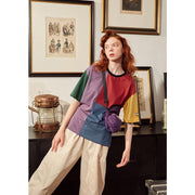 Color block cotton tee with embroidered cuffs, view 5 - MRSLM