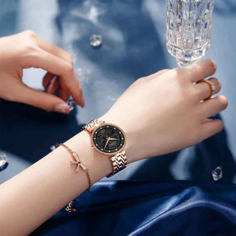 women's 3D dial stainless steel quartz watch, view 9 - MRSLM