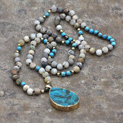 women's bohemian agate drop necklace, view 2 - MRSLM
