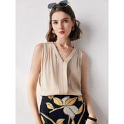 sleeveless v-neck silk blouse, view 15 - MRSLM