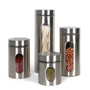 Clear glass food storage jars with airtight lid, view 2 - MRSLM