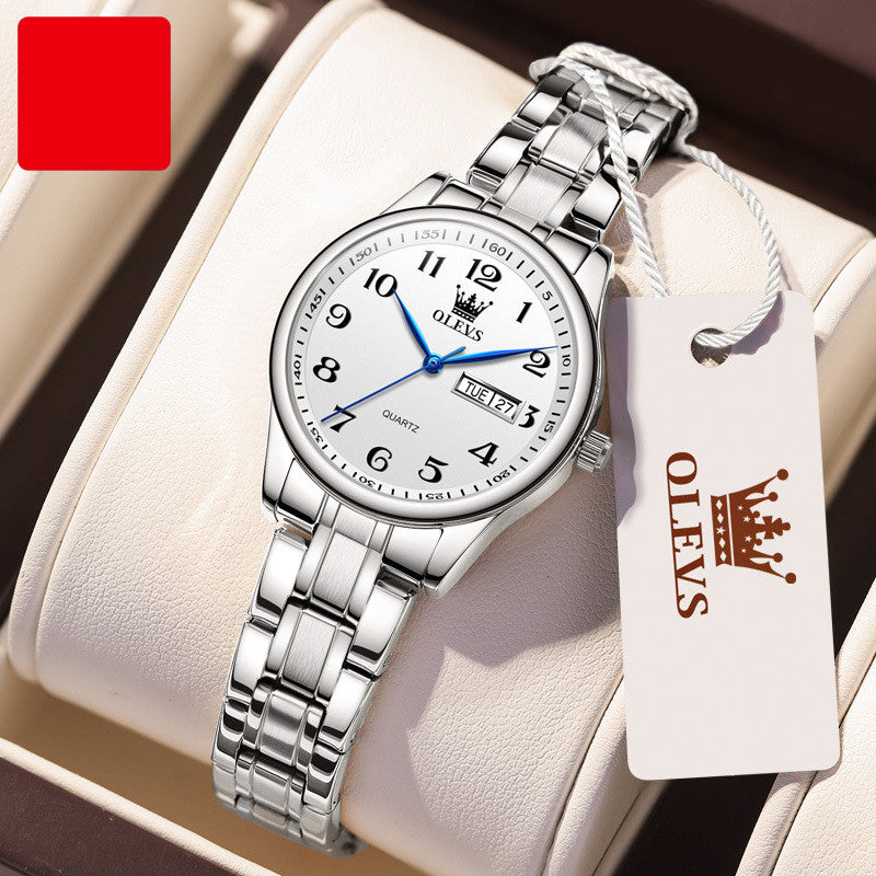 steel band calendar quartz watch, view 2 - MRSLM
