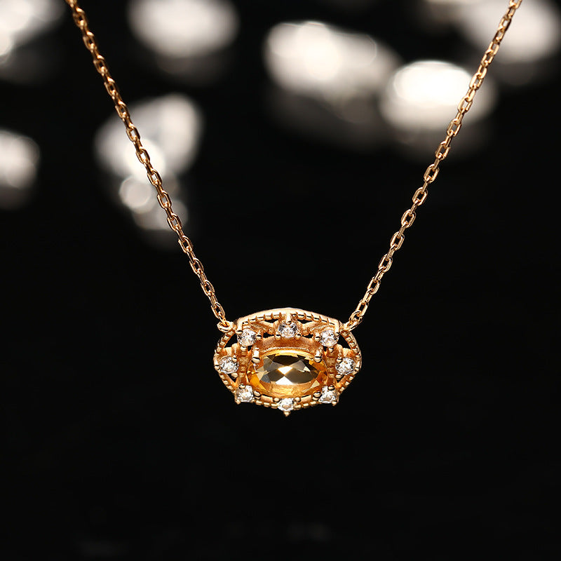 Silver citrine and sky blue topaz necklace, view 4 - MRSLM