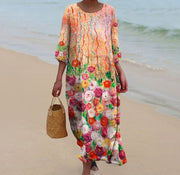 round-neck printed casual dress, view 6 - MRSLM