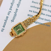 Women's green square watch with gold copper strap, view 3 - MRSLM