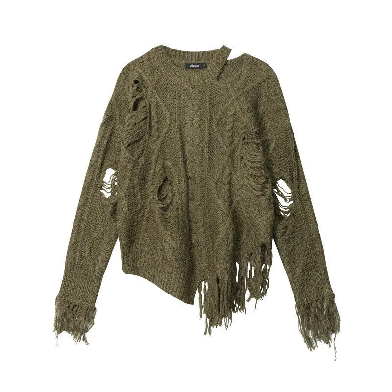 knitted hollow out pullover, view 3 - MRSLM