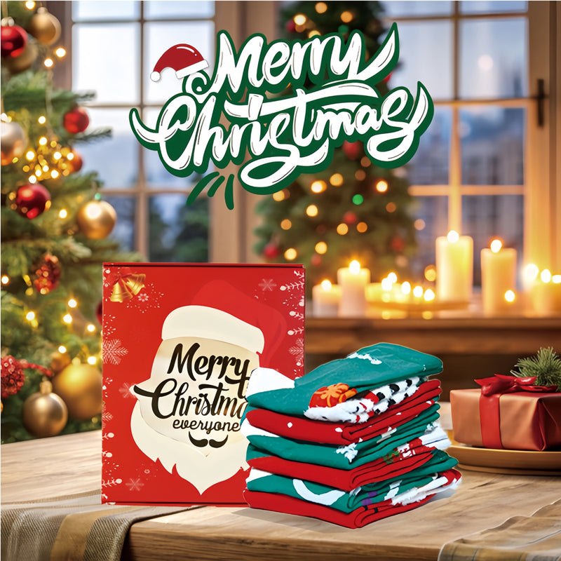 6 pairs Christmas socks gift box with greeting cards, view 5 - MRSLM