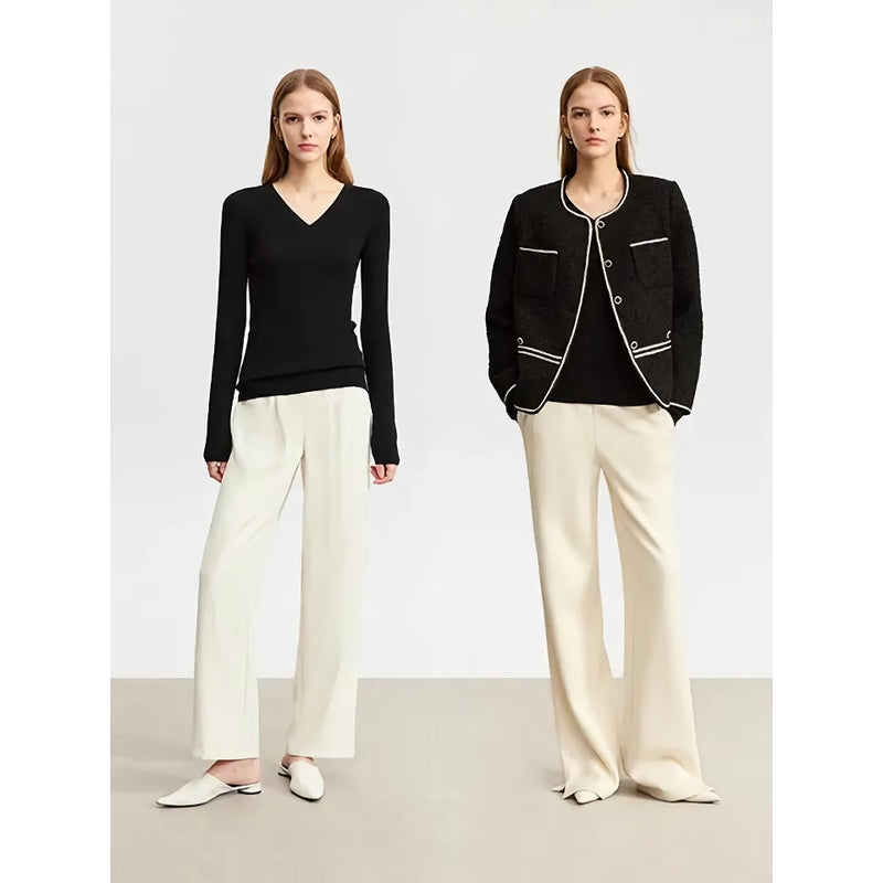autumn slim v-neck wool sweater, view 6 - MRSLM